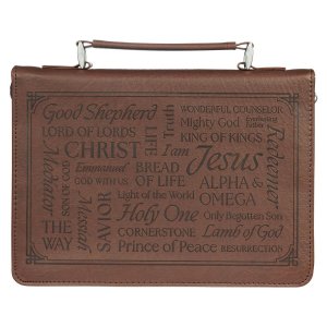 Large Names of Jesus Brown Classic Bible Cover - Isa. 9:6, XL