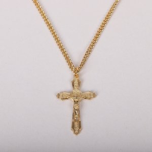 24" Gold Over Sterling Silver Layered Crucifix Necklace