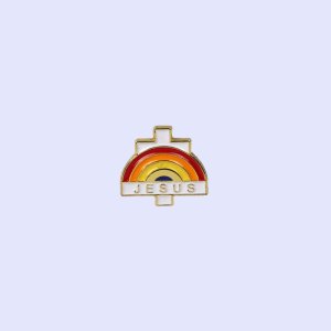 Jesus With Cross & Rainbow Lapel Pin - Pack of 3
