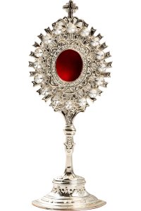 Silver Plated Reliquary with Stones H 20 cm