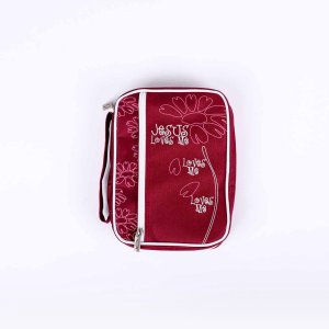 Jesus Loves Me Canvas Bible Cover - Medium
