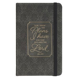 Notebook with Elastic Closure Faux Black and Grey I Know the Plans