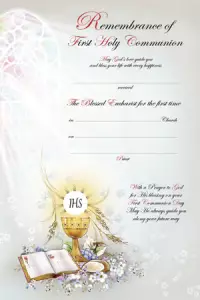 Symbolic Stained Glass Communion Certificate