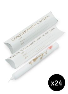 Pack of 24 First Communion & Confirmation Candle 9" x 7/8" (Pillow Pack)