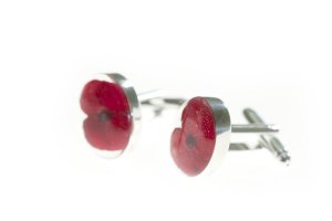Remembrance Silver Poppy Oval Cufflinks (PCLSS)