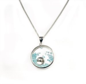 Sterling Silver Believe Charm Pendant Necklace, With 41cm Sterling Silver Chain (SP772C)