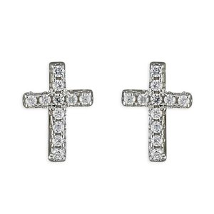 Sterling Silver Cubic Zirconia Cross Stud Earrings (H1564/C)