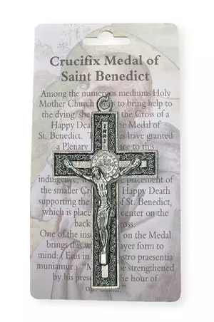 Metal/Black Enamel Benedict Crucifix 3  inch