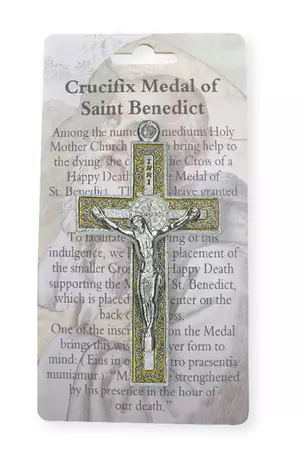 Metal/Brown Enamel Benedict Crucifix 3  inch