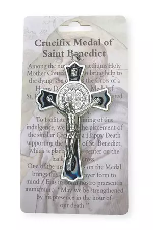 Metal/Black Enamel Benedict Crucifix 3 inch