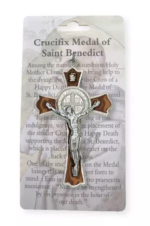 Metal/Brown Enamel Benedict Crucifix 3 inch