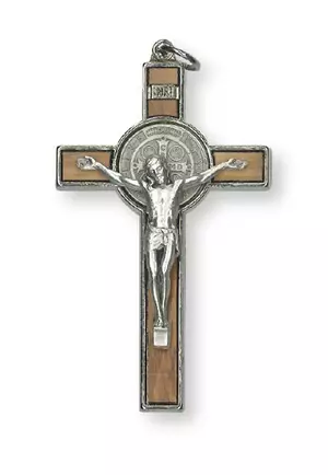 Benedict Crucifix/Olive Wood/Metal - 3 inch