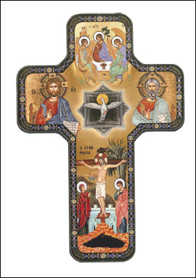 Wood Icon Cross 7 inch/Holy Trinity