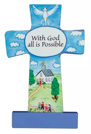 With God All is Possible 3 1/2 inch Wood Cross