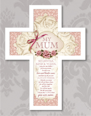 10 3/4" My Mum Wood Message Cross