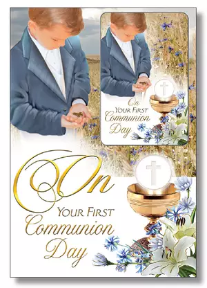 Boy's Laminated Communion Card Leaflet