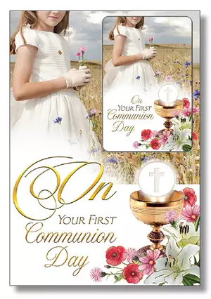 Girl's Laminated Communion Card Leaflet