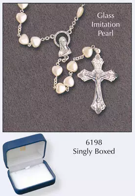 Glass Pearl Rosary/Heart Shape