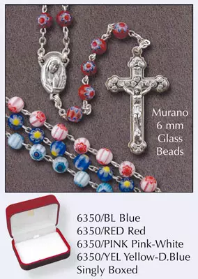Murano Glass Rosary/Pink & White