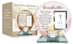 Grandmother Glass Votive Holder with Photo Plaque