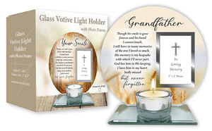 Grandfather Glass Votive Holder with Photo Plaque