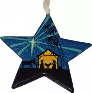 Nativity Glitter Star Christmas Decoration