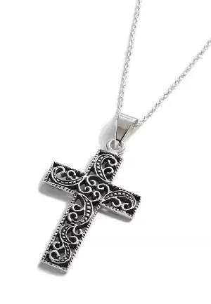 Silver Antiqued Filigree Cross Pendant