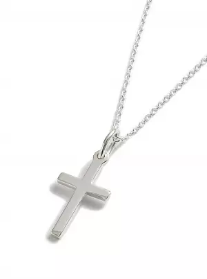 Sterling silver Solid Cross Pendant: Silver, Small