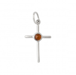 Silver and Amber Cross Pendant
