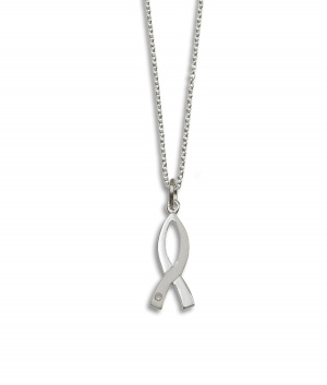 Silver Fish Pendant with CZ