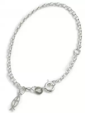 Sterling silver Child's Fish and Cross Bracelet