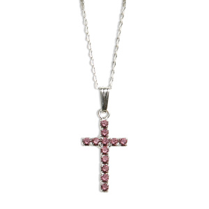 Light Rose Swarovski Crystal Cross Pendant