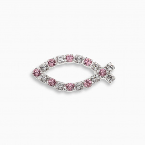 Light Rose and Clear Swarovski Crystal Fish Brooch