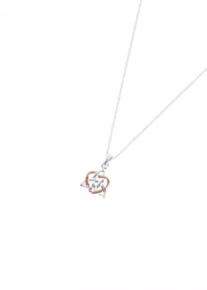 Sterling Silver Two-tone Heart and Trinity Knot Pendant