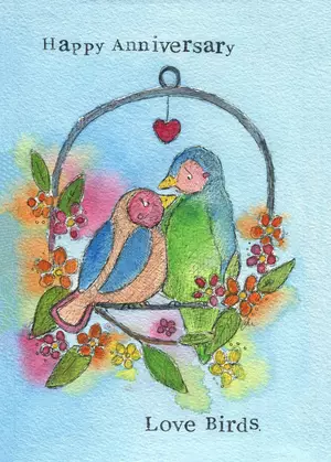 Anniversary Card Love Birds Single card