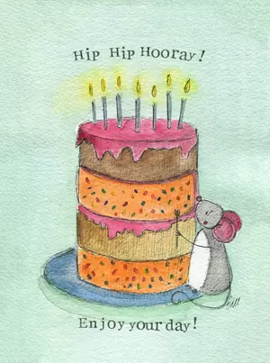 Birthday Card  Hip Hip Hooray Single Card