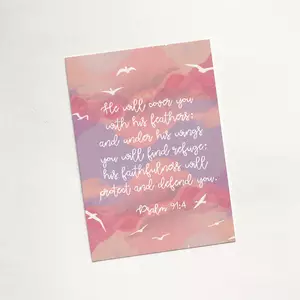 Under His Wings (Sunset) - Christian Sharing Card