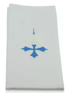 12" X 20" Baptismal Towel Blue Cross with White Shell - Pack 1