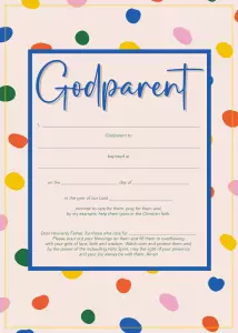 Godparent Certificate - Dots - 10 pack