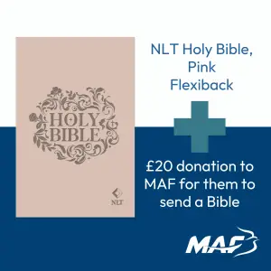 NLT Holy Bible, Pink Flexiback and MAF Bible Donation