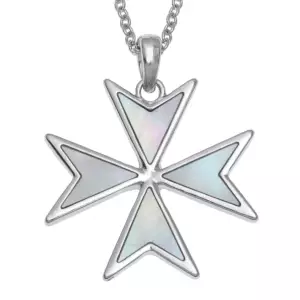 TJ Maltese Cross Necklace Moth of Pearl