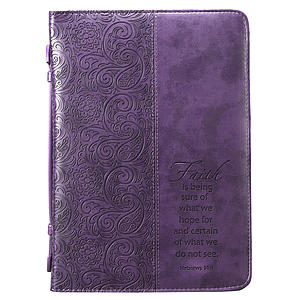 Large Faith Purple Imitation Leather Bible Cover