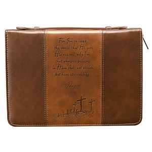 Large John 3:16 (Brown/Tan) Two-tone LuxLeather Bible Cover