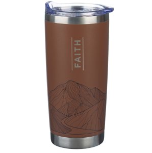 Faith Brown Stainless Steel Travel Tumbler - Matthew 17:20