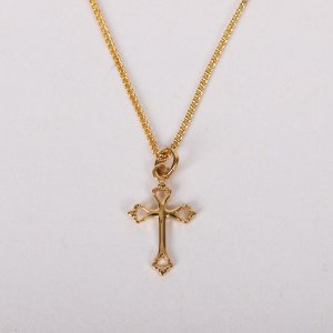 16-18" Gold Over Sterling Silver Cutout Cross Necklace