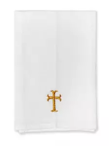 New 14" x 14" Lavabo Towel - Gold Cross Design