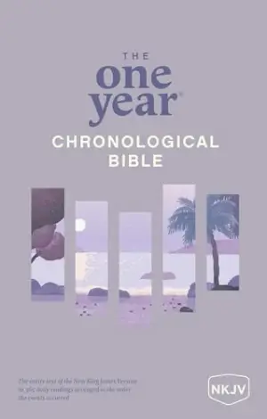 NKJV One Year Chronological Bible, Blue, Paperback, Reading Plan, Scripture Index, Bible Timeline, Historical Dates, Presentation Page