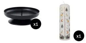 20cm Winter Wildlife Pillar Advent Candle & Pillar Candle Holder