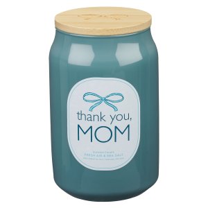Glass Candle w/ Bamboo Lid Thank You, Mom