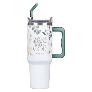 Tumbler w/straw SS Green Ps. 46:10